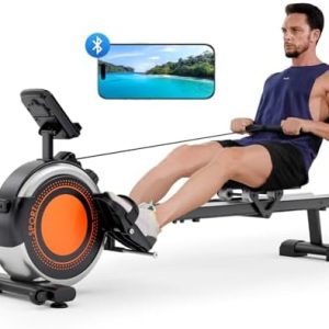 Dripex Rowing Machine for Home Use - Max 350 LBS - Magnetic Rower with 16 Resistance Levels - Bluetooth App Supported -