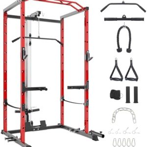 GarveeLife Power Cage – Multi-Function Power Rack with LAT Pulldown | 1600 LBS Weight Capacity | Home Gym Essential with